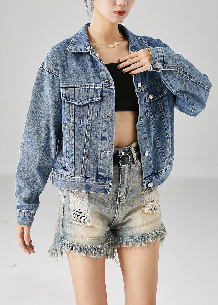 Style Blue Backless Tasseled Denim Coats Fall