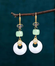 Style Gold Ancient Gold Jade Auspicious Clouds Drop Earrings