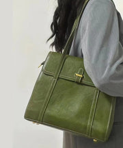 Style Green Solid Durable Faux Leather Satchel Handbag