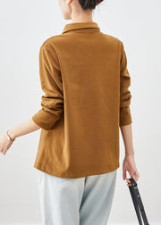 Style Khaki Asymmetrical Button Down Velour Sweatshirt Winter