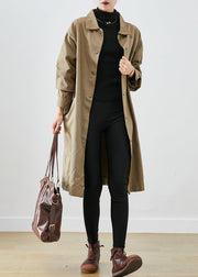 Style Khaki Oversized Pockets Cotton Trench Coat Fall