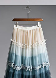 Style Multicolor Exra Large Hem Patchwork Lace Tulle Skirts Fall