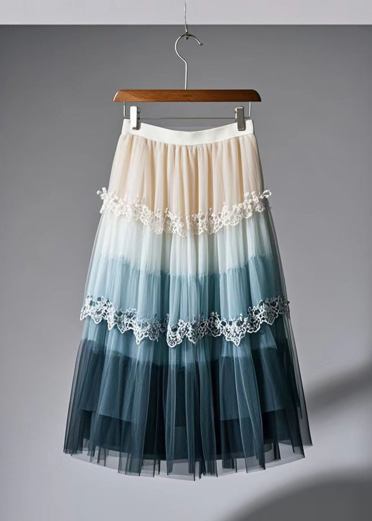 Style Multicolor Exra Large Hem Patchwork Lace Tulle Skirts Fall