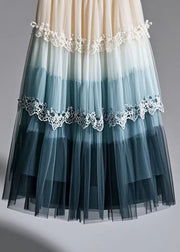 Style Multicolor Exra Large Hem Patchwork Lace Tulle Skirts Fall