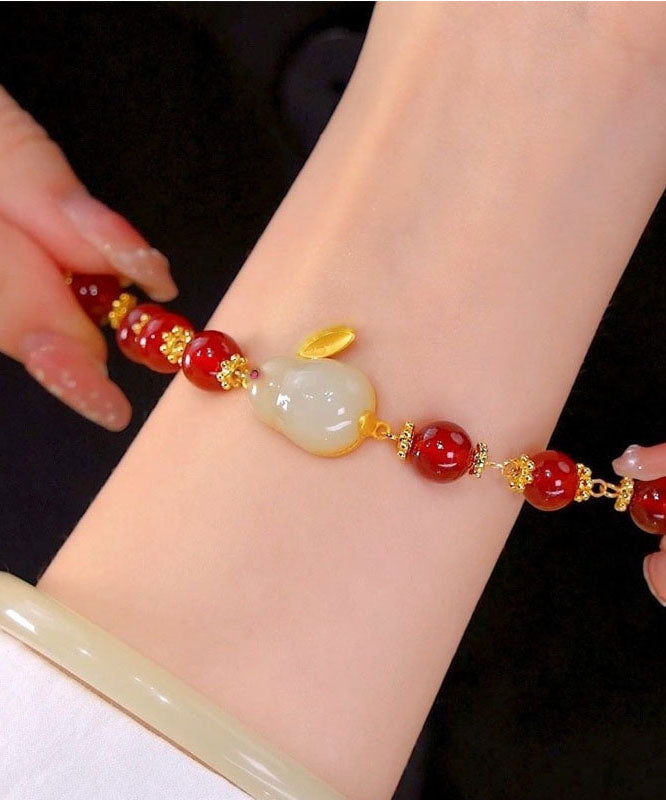 Style Red Jade Rabbit Pearl Charm Bracelet