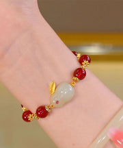 Style Red Jade Rabbit Pearl Charm Bracelet