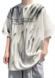 Style White O Neck Tie Dye Cotton Mens Graphic Tees Summer