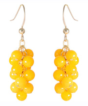 Style Yellow 14K Gold Chalcedony Grape Drop Earrings