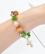 Stylish Avocado Green Crystal Agate Tiger's Eye Charm Bracelet