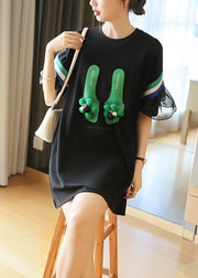 Stylish Black Original Design Patchwork Ruffles Cotton Mini Dresses Summer