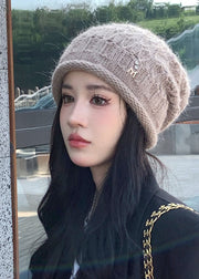 Stylish Black Rabbit hair Knitted Cotton Bonnie Hat