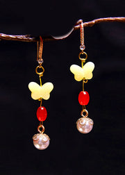 Stylish Butterfly Beeswax Pearl Zircon Drop Earrings