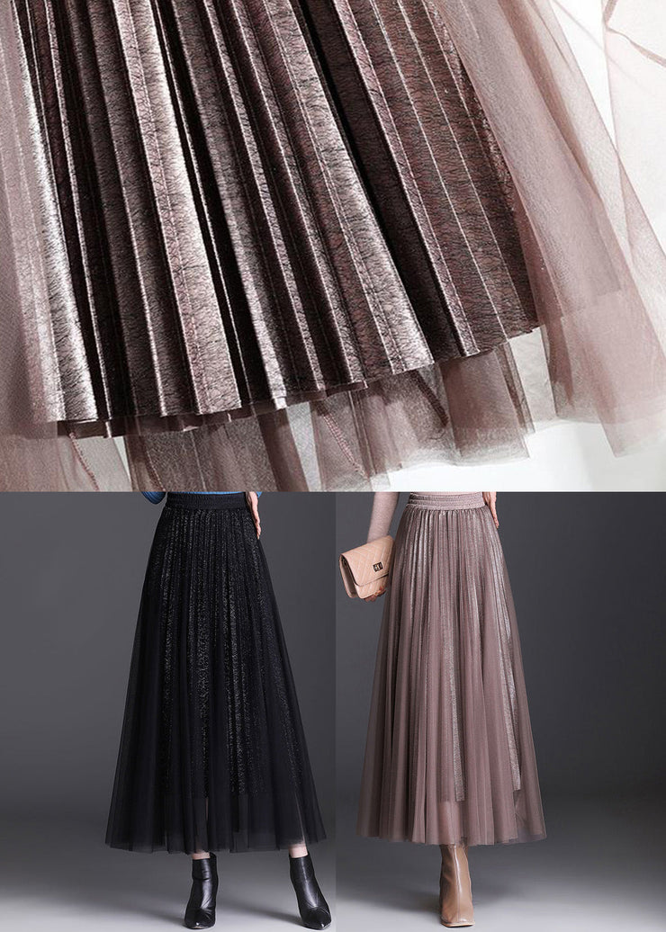 Stylish Chocolate Draping Tulle A Line Skirts Spring