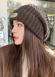 Stylish Dark Khaki Knitted Cotton Bonnie Hat