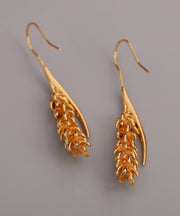 Stylish Gold Copper Overgild Ear Of Wheat Drop Earrings