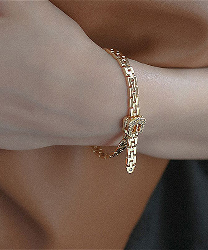 Stylish Gold Copper Overgild Zircon Chain Chain Bracelet