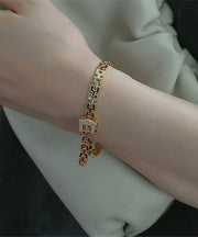 Stylish Gold Copper Overgild Zircon Chain Chain Bracelet