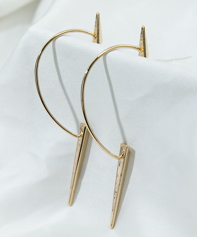 Stylish Gold Metal Rivet Hoop Earrings