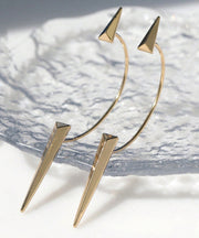 Stylish Gold Metal Rivet Hoop Earrings