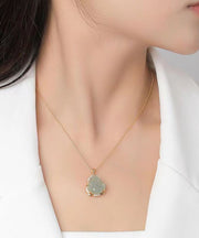 Stylish Gold Sterling Silver Overgild Zircon Jade Maitreya Pendant Necklace