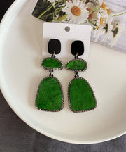 Stylish Green Acrylic Geometric Asymmetric Design Drop Earrings