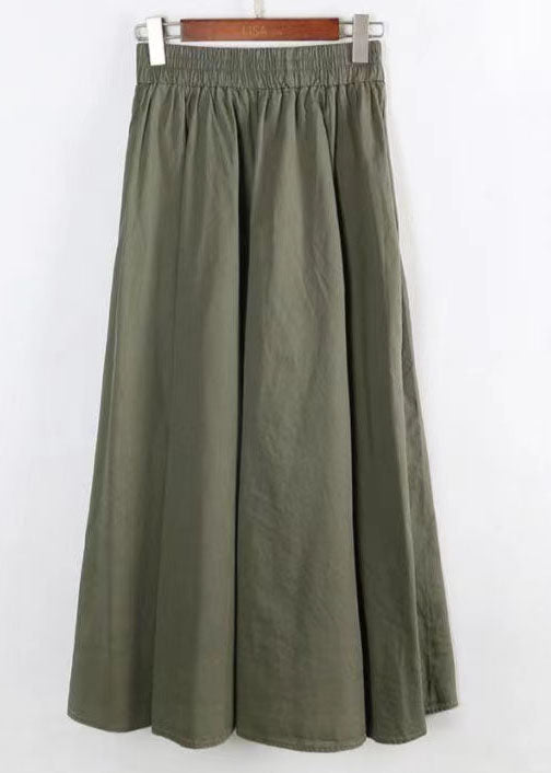 Stylish Green Wrinkled Patchwork Exra Large Hem Cotton Skirts Summer