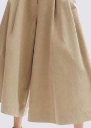 Stylish Khaki High Waist Pockets Cotton Pants Skirt Summer