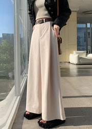 Stylish Khaki Pockets High Waist Corduroy Wide Leg Pants Spring