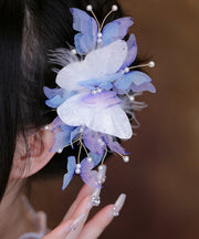 Stylish Light Blue Pearl Butterfly Hairpin