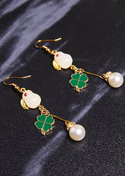 Stylish Little White Rabbit Jade Pearl Drop Earrings