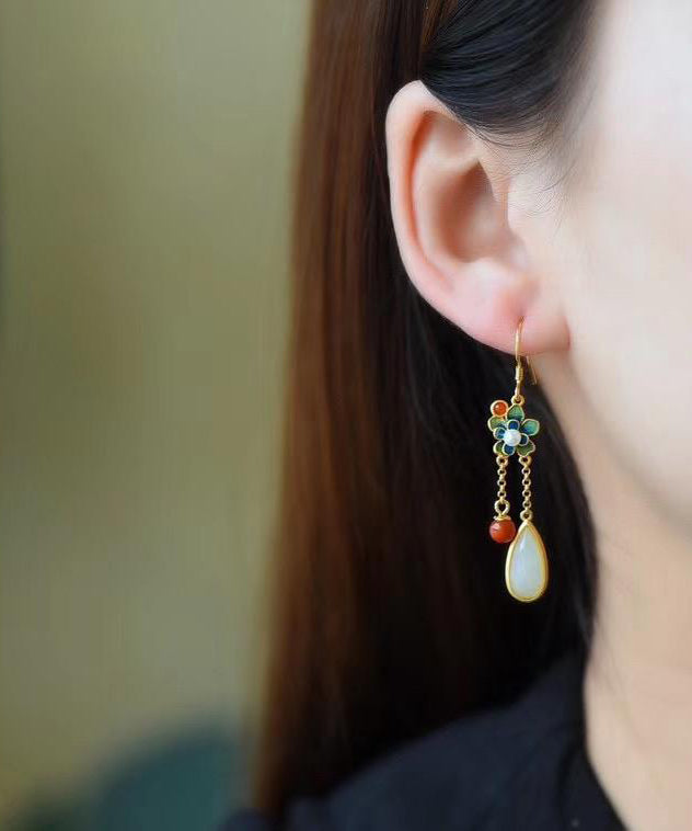 Stylish Multicour Tassel Gold Plated Drop Earrings