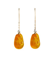 Stylish Orange Sterling Silver Overgild Jade Drop Earrings