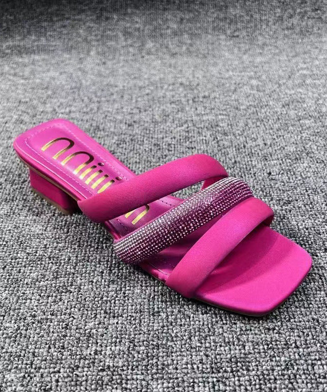 Stylish Pink Splicing Chunky Slide Sandals Peep Toe