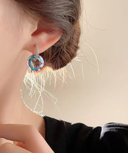 Stylish Rainbow Copper Alloy Crystal Zircon Circle Hoop Earrings