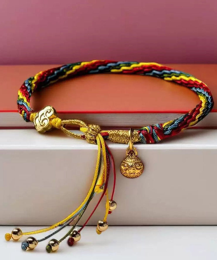 Stylish Rainbow Overgild Hand Knitting Animal Colorful Rope Charm Bracelet