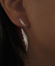 Stylish Silk Sterling Silver Wing Drop Earrings