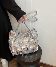 Stylish Silver Sequins Large Capacity Satchel Handbag