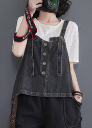 Stylish Versatile Blue Short Denim Strap Vest Sleeveless