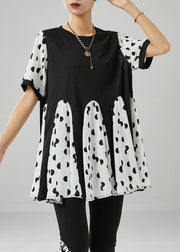 Stylish White Oversized Patchwork Print Chiffon Shirts Summer