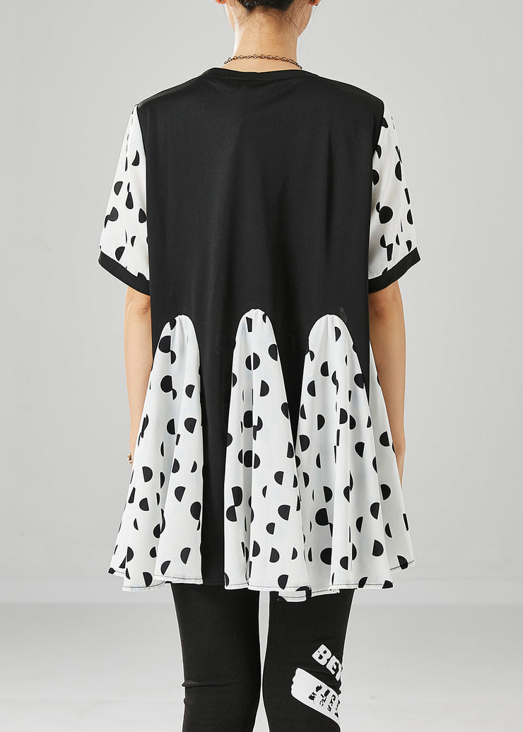 Stylish White Oversized Patchwork Print Chiffon Shirts Summer