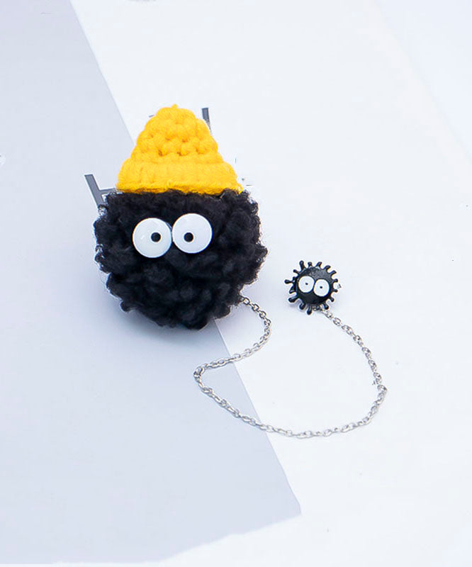 Stylish Yellow Black Chain Sprite Ball Brooches