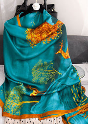 Stylish Yellow Print Silk Scarf Shawl