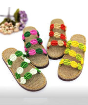 Summer Handmade Woven Linen Flat Slide Sandals