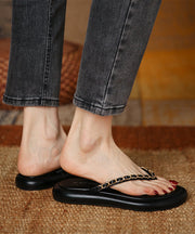 Summer New Fashion Black Chain Flip Flops Slide Sandals