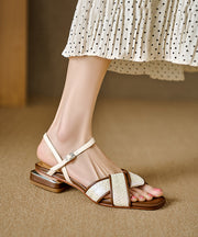 Unique Beige Splicing Buckle Strap Chunky Sandals