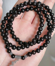 Unique Black Buddha Beads Blessing Bag Charm Bracelet