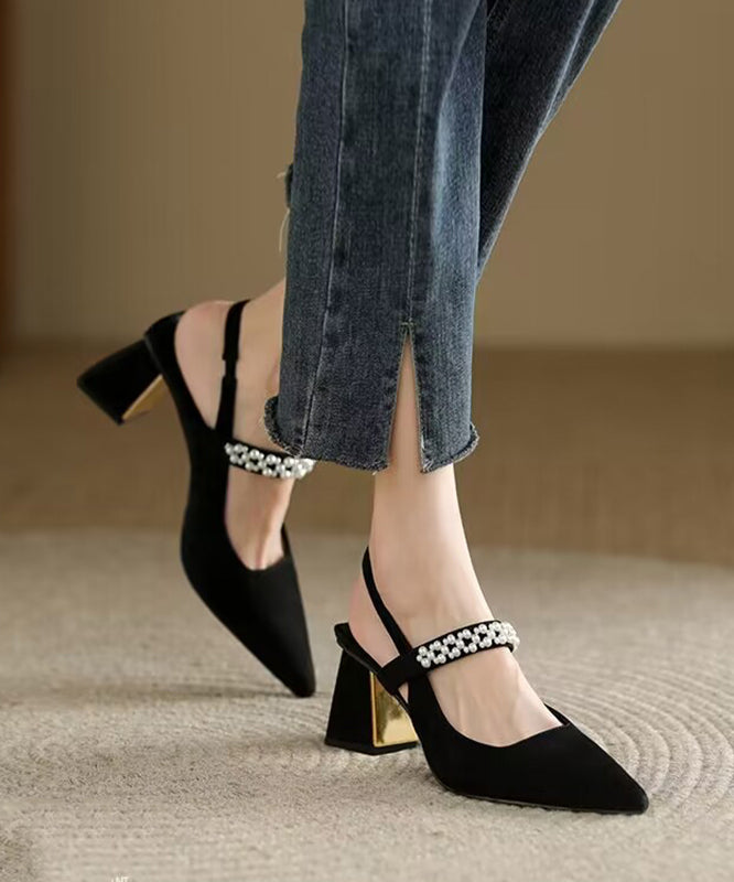 Unique Black Cross Strap High Heel Sandals