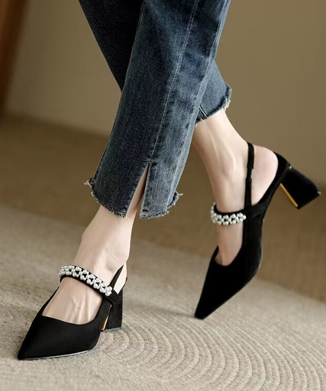 Unique Black Cross Strap High Heel Sandals