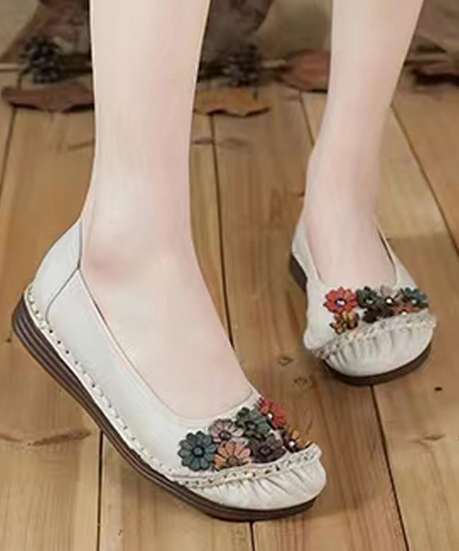 Unique Black Flower Splicing Flat Shoes