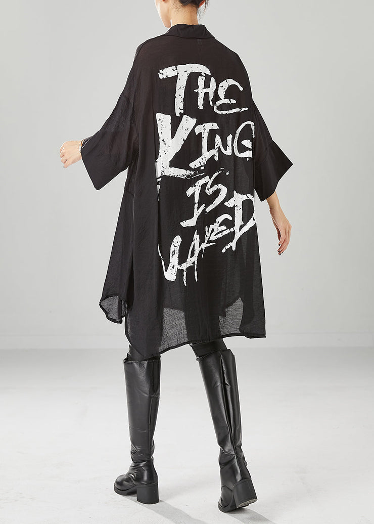 Unique Black Oversized Patchwork Cotton Dress Summer